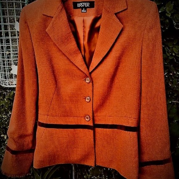 Kasper Petite 3-Button Blazer Burnt Orange - Picture 4 of 6